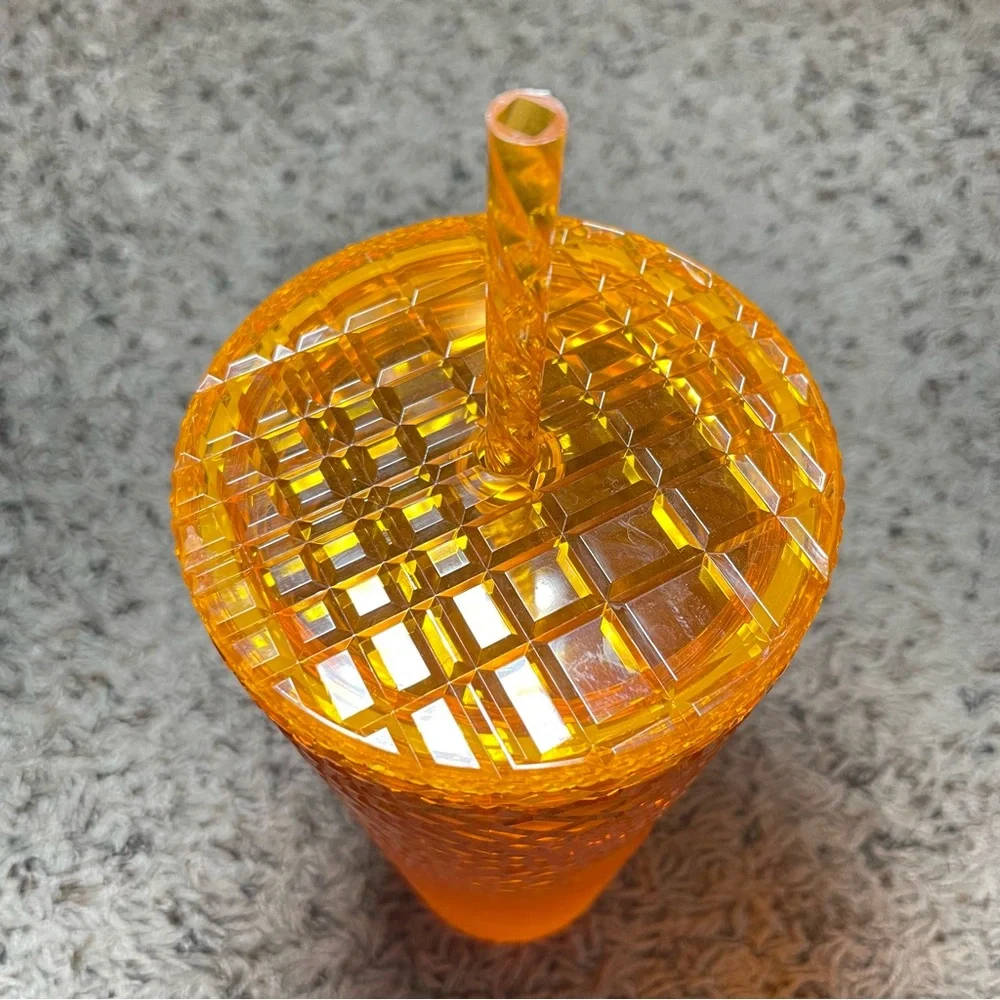 Starbucks 2022 Summer Orange Mango Ombré Jeweled‎ Tumbler 24oz Ventu cup.